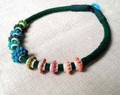 Statement crochet and felt short necklace