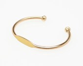 Lemon Yellow Hand Painted Brass ID Bracelet