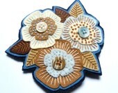 LARA fascinator / comb / clip - felt with hand embroidery