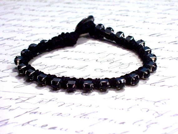 Black  Faux Rhinestone Bracelet