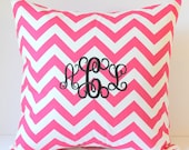 Monogrammed Pillow Cover - Chevron - Personalized - 18 x 18 - Nursery Decor - Dorm Decor - Sorority - Wedding - Bridal