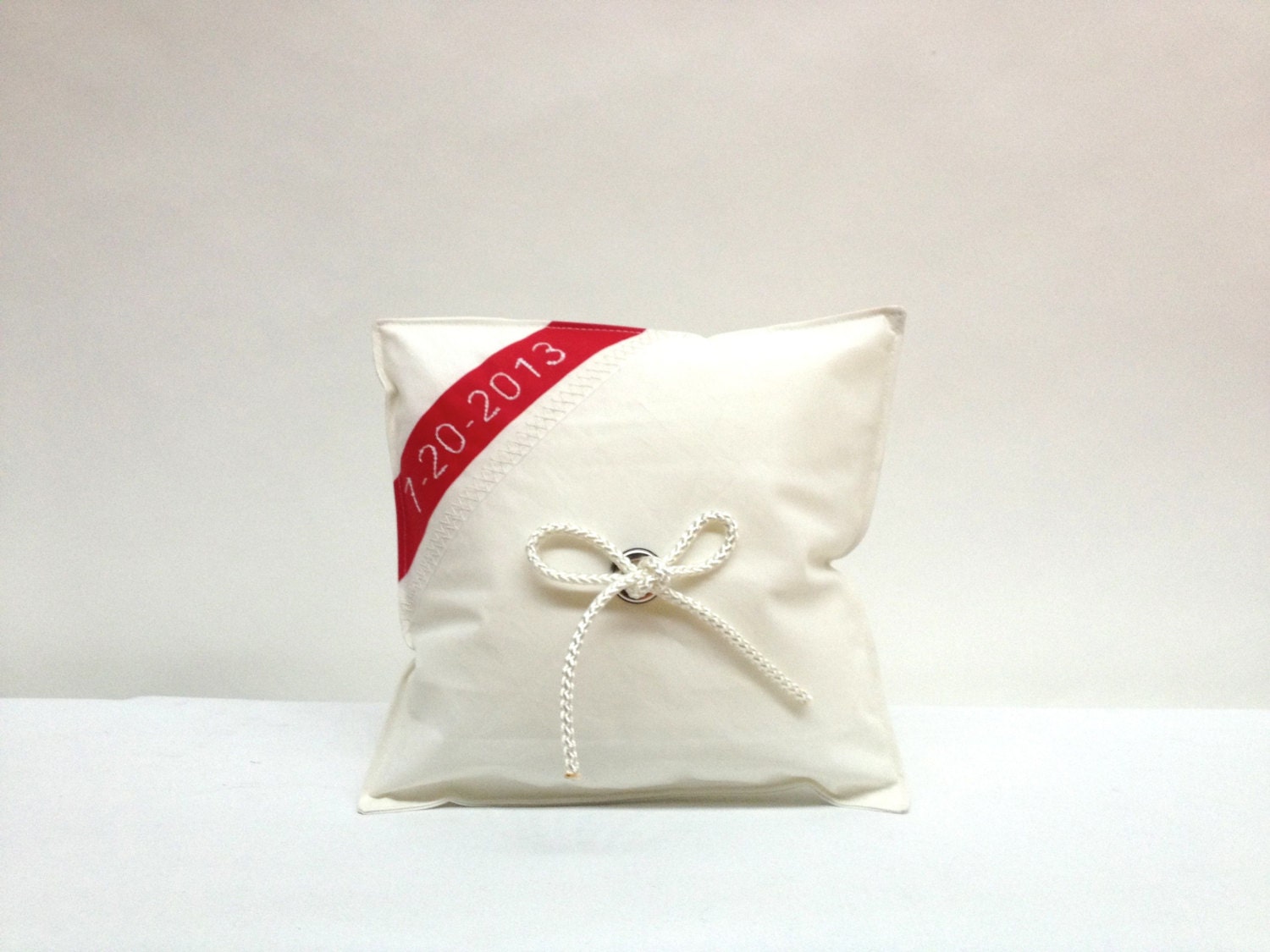 Custom Recycled Sail Nautical Wedding Ring Pillow