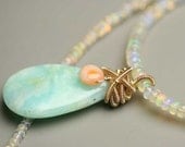 On Sale  -  Mixed Opals Wire Wrapped Necklace