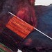 Hand Dyed Silk Fiber Mawata Silk Hankies for Spinning or Knitting -- Burnt Berry (10grams)