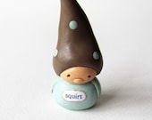 Wee Gnome Figurine- Squirt-  Miniature Clay Art Sculpture by humbleBea