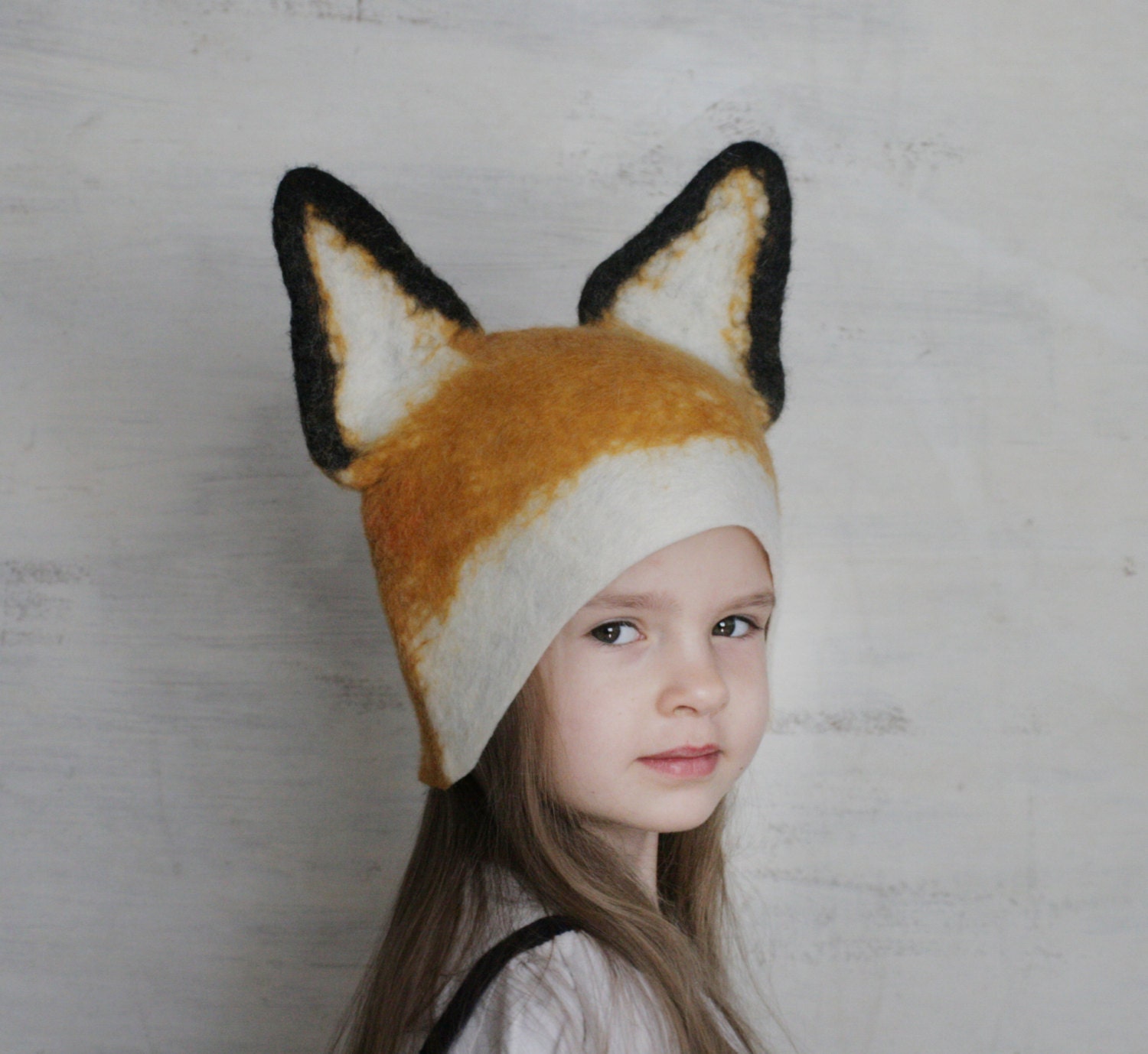 Fox Hat -- Hand Felted Wool -- Size Medium/Large