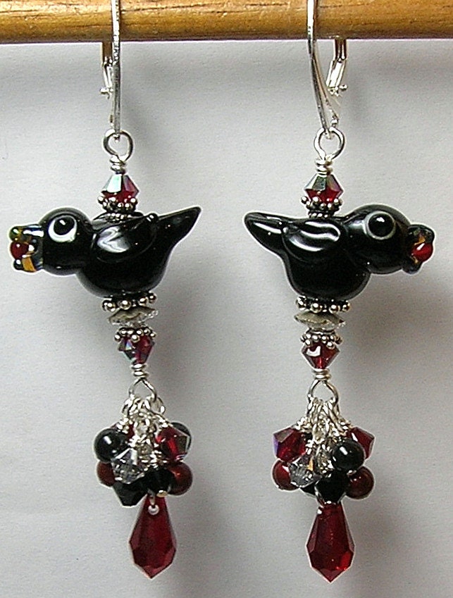 CHeRRY THieF Handmade SRA Lampwork Art Glass Bead Earrings by Glitterbug Originals SRAJD