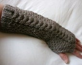 Mink Brown Cable Armwarmers-Ready to Ship