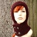 Hand Knit Hat Womens Hat Knit Hood - Warrior Helmet Balaclava in Oxblood Wine - READY TO SHIP