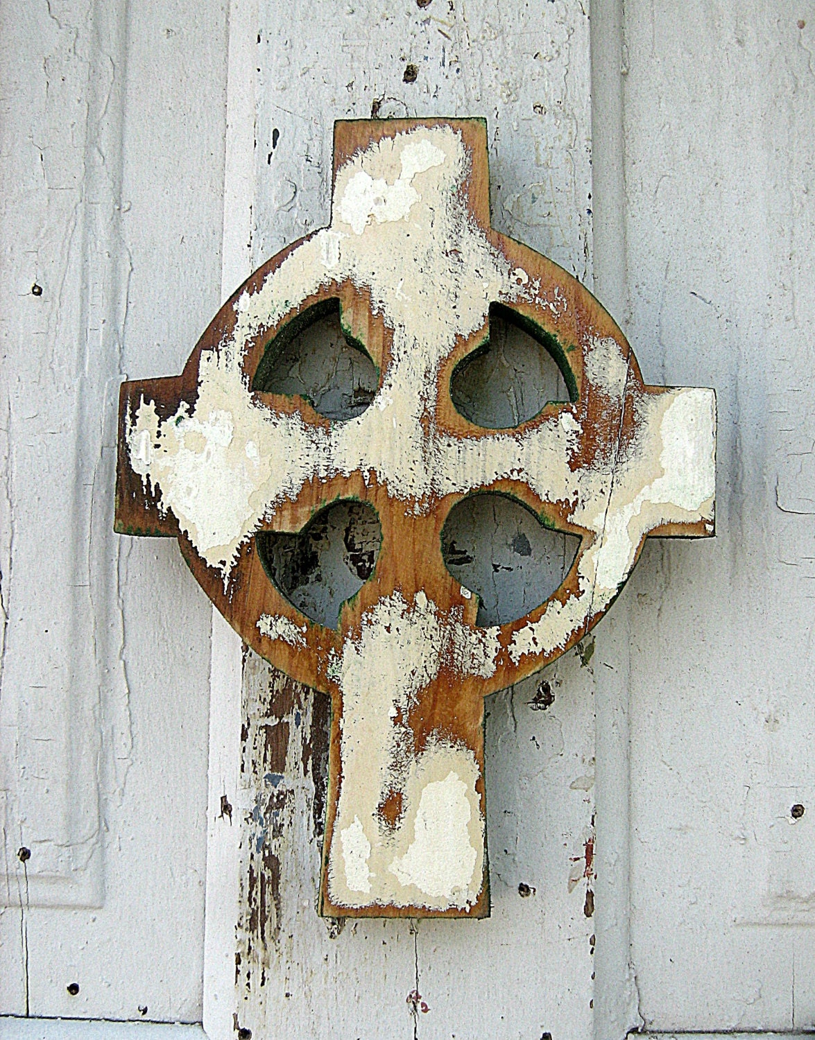 Distressed Celtic Cross, Salvaged Wood Art, Irish Decor