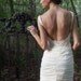 Willow Ruched Sheath Eco Cotton Gown with Lace and Open Back