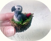 Mini Felted Congo African Gray Parrot