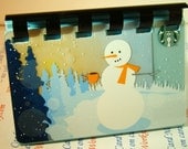 STARBUCKS  " SNOWMAN 2012"   UpCYCLED Giftcard Notebook