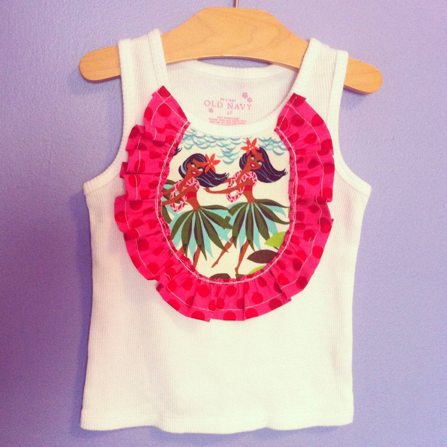 Little Hula Girls Ruffle Bib Tank --READY TO SHIP on size 2T--