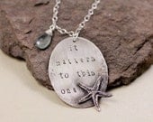 It matters To This One- Sterling Silver Starfish Pendant, Moss Aquamarine