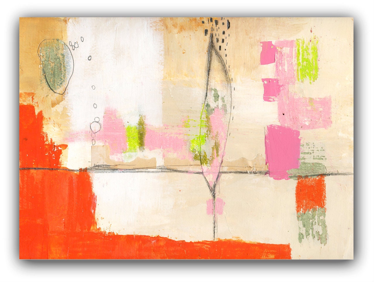 Original Painting Modern Abstract Bold Colors Amorphous Form - Effort