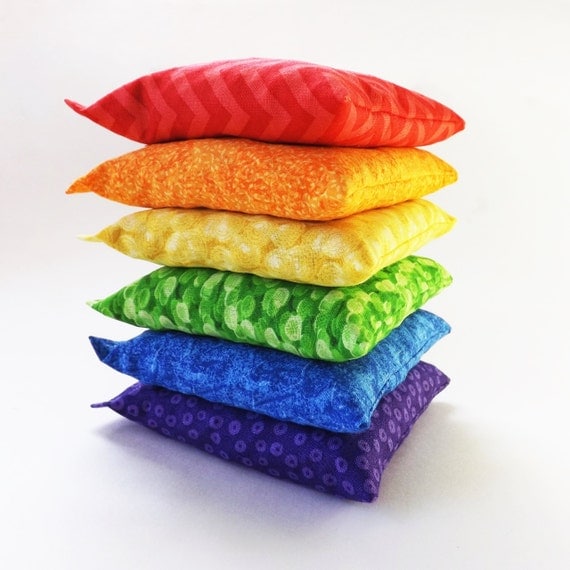 Set of 6 Bean Bags - Sensory Toy / Game / Party Favors -  Rainbow Colors