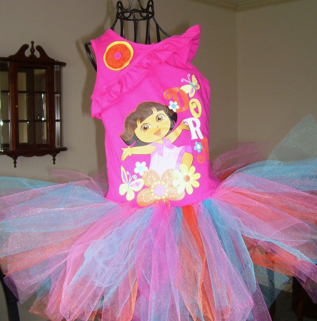 Dora the Explorer sleeveless..tutu dress size 2t..3t..4t..5t...Ready to ship