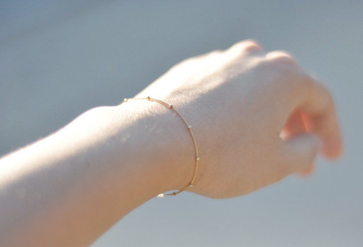 Satellite - thin gold fill bracelet - simple delicate jewelry