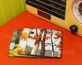 Vintage Paint By Number - Drink Coaster set of 4 Woodland Scene coasters