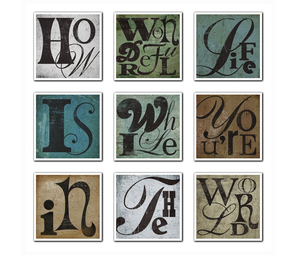 Elton John - Lyric Typography Art Print Set - How Wonderful Life Is While Youre In The World---9 PRINT SET