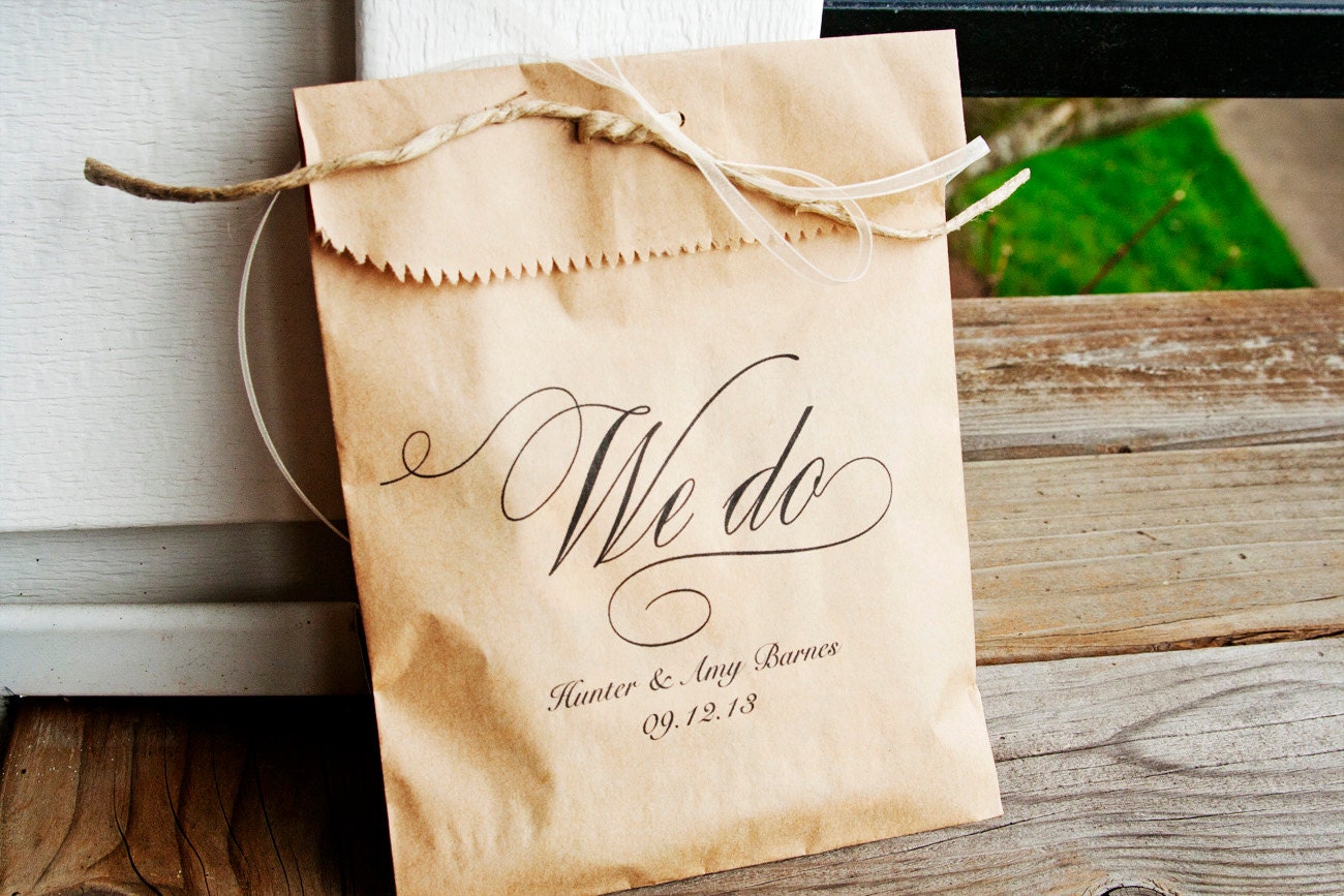 We Do - Brown Paper Favor Bags - Wedding Reception - One Bag