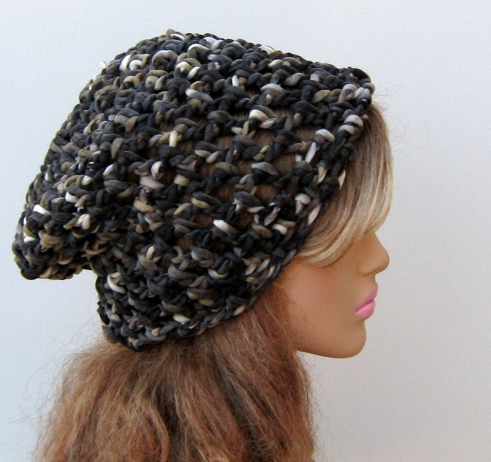 Smooth wool Snood type Slouchy Beanie small Dread Tam Hippie Hat