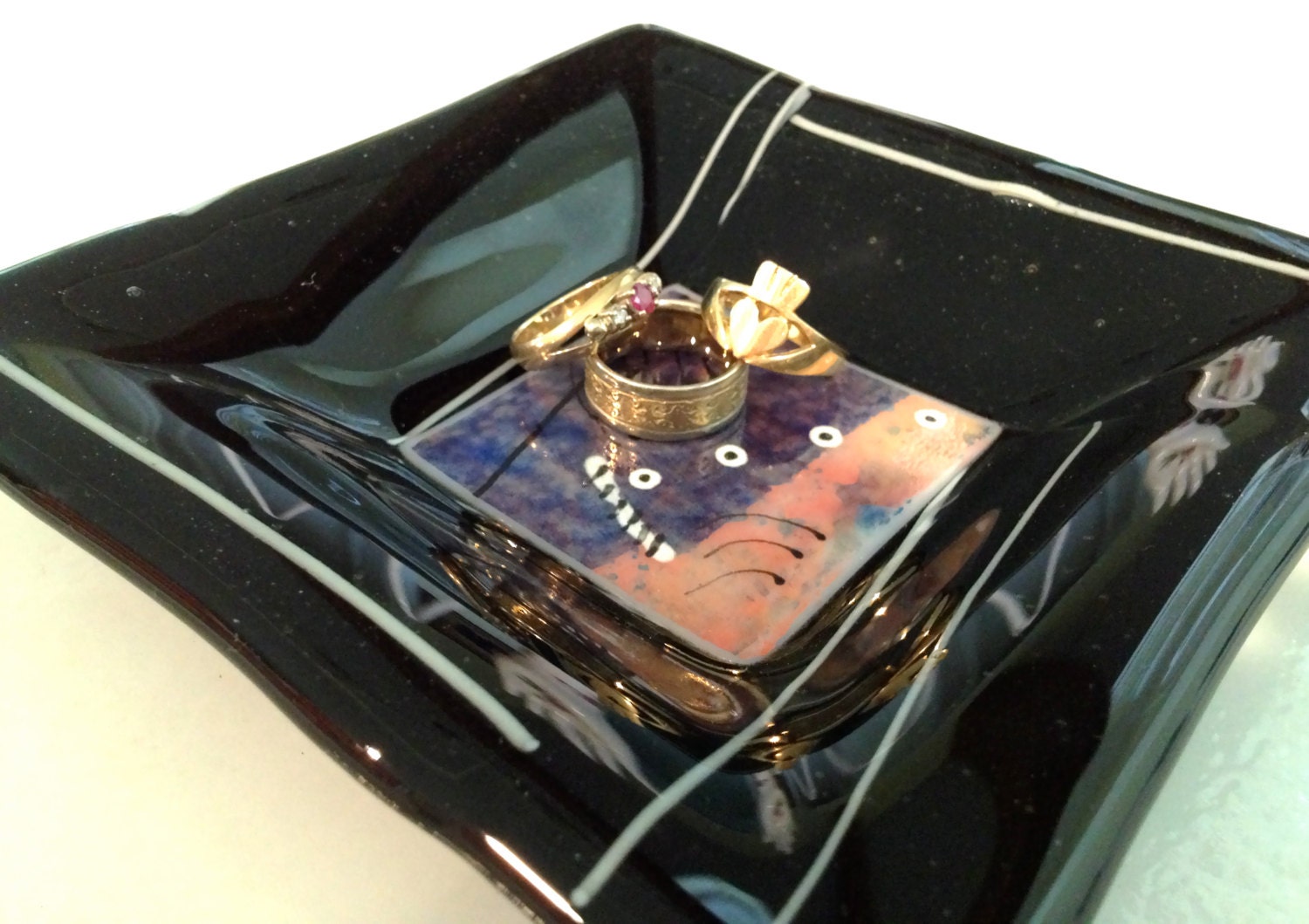 Fused Glass: 5x5 Little Black Dish