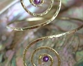 Wire Wrapped Greecian Swirl, Upper Arm Cuff , Hammered Armlet, Arm Band - Can Custom Create for YOU