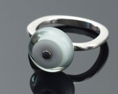 Small Glass Circle Ring in Silvery Gray