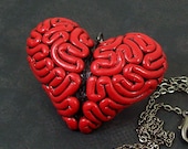 I Heart Brains Necklace in Red, Valentines Day Edition