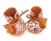 Pink Cheetah Animal Print Baby Booties Baby Girl Shoes Soft Baby First Shoes