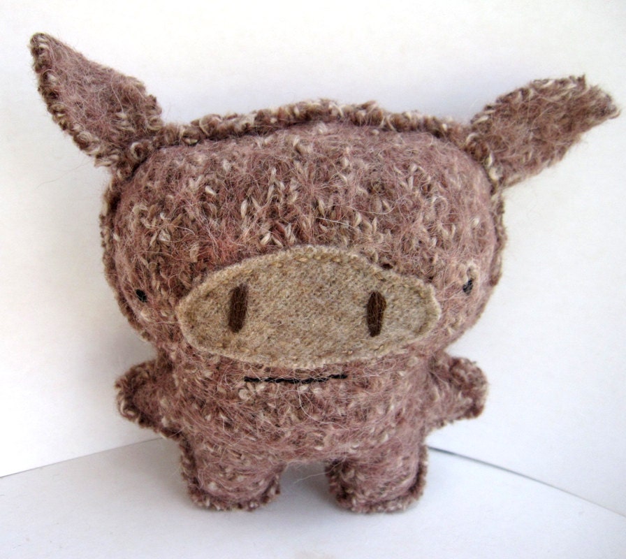 Brown Javelina - Recycled Wool Plush Toy