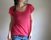 Raspberry Hemp A - Line Blouse / Feather Light / Pink Tee Shirt / Scoop Neck / Women's Top / Made to Order