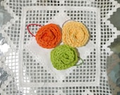Rosebud Hairties - Ponytail Holders Set of 3 - Citrus Trio/Orange, Lemon, Lime - FREE US SHIPPING