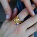 Salt and Broom Cast Gold Nugget Ring with Amethyst