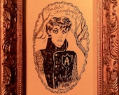 Dame Darcy Portrait of Caleb Armbuster Black and White spot illustration Drawing for Gasoline Graphic Novel