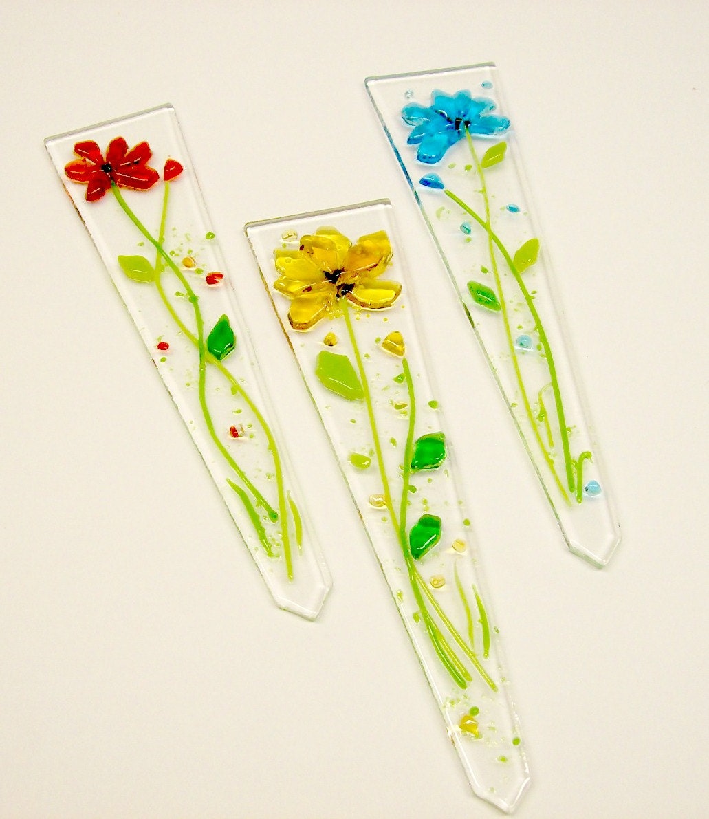 Fused Glass Plant Stakes and Garden Stakes (Flower)