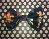 Black Tattoo Flash Fabric Hair Bow