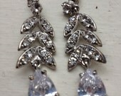 Maria Bridal jewelry Earrings Dangle Earrings Clear White Crystal Tear drop Earrings