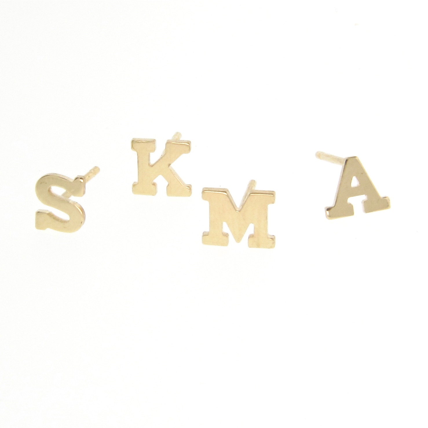 Letter Stud Earring - 14k Gold, Any One Initial, Initial Stud Earrings As Seen on Kim Kardashian, Featured on NBCs Today Show