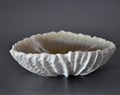 SALE - Lagoon Scallop Textured Bowl - Dining Serving Centerpiece Beach Modern Decor Porcelain Ceramic