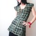 Add It Up - iheartfink Handmade Hand Printed Womens Artistic Plaid Fitted Blouse Tunic Top