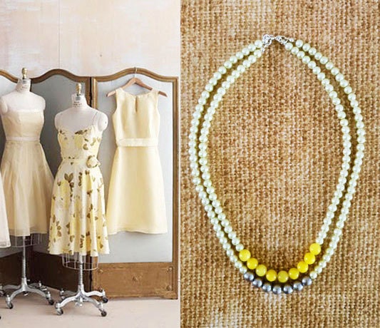 Grey Yellow Bridesmaids Jewelry Wedding Ivory Pearl Necklace Bridal Jewelry Gift Spring Summer Wedding Party