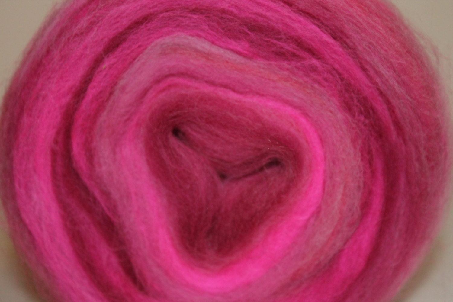 Merino wool blended center pull roving.  Cotton Candy.  4.3oz