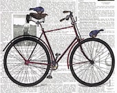 Bicycle, Bike,  Antique Book Pages Print, Birds, handmade gift.home decor, buy 3 get 1 FREE, affordable.vintage,retro.french.fathers day.dad