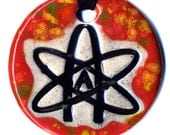 Atheist Symbol Ceramic Necklace in Red