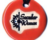 Secular Woman Fundraiser Ceramic Necklace in Salmon