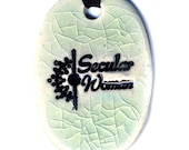 Secular Woman Fundraiser Ceramic Necklace in Crackle