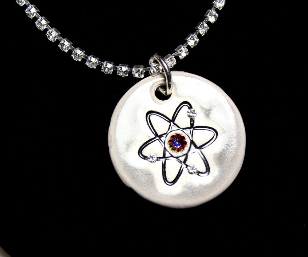 Atom Sparkle Surly Necklace with Swarovski Crystals in Gray Glaze